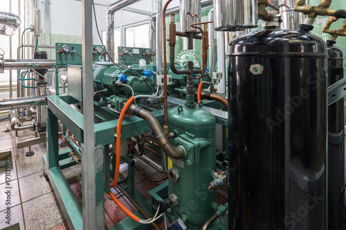 Canvas Print Industrial refrigeration compressor unit.