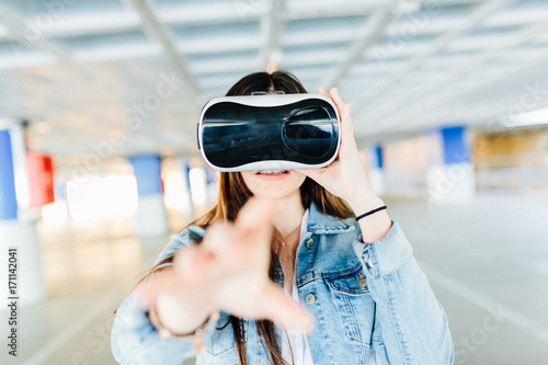 Brunette with VR glasses
