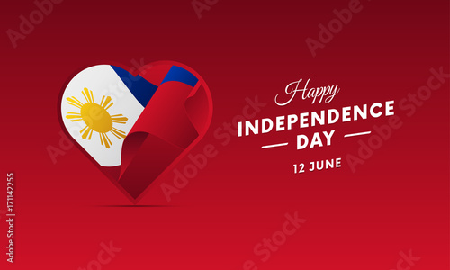 Banner or poster of Philippines independence day celebration. Waving flag. Vector illustration.