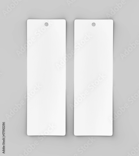 White blank tag or label and bookmark or bookmaker for template design and mock up. 3d render illustration.