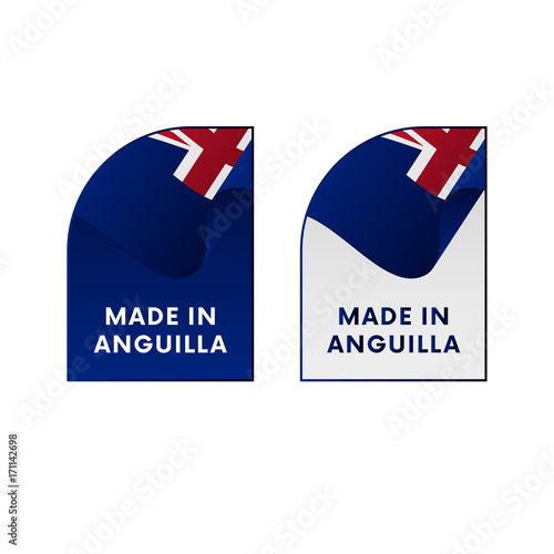 Stickers Made in Anguilla. Vector illustration.
