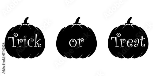 Icono plano Trick or Treat en calabazas negro y blanco