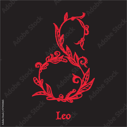 Embroidery with zodiac sign. 