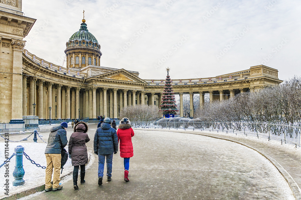 Winter view of the Kazan Cathedral in St. Petersburg