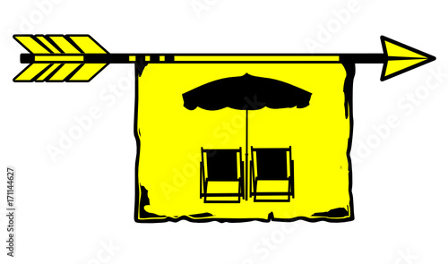vacances parasol sur flèche indienne jaune