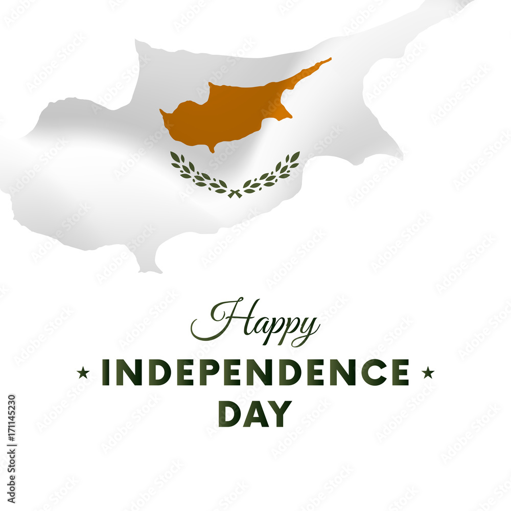 Banner or poster of Cyprus independence day celebration. Cyprus map. Waving flag. Vector illustration. Banner or poster of Cyprus independence day celebration. Cyprus map. Waving flag. Vector illustration.