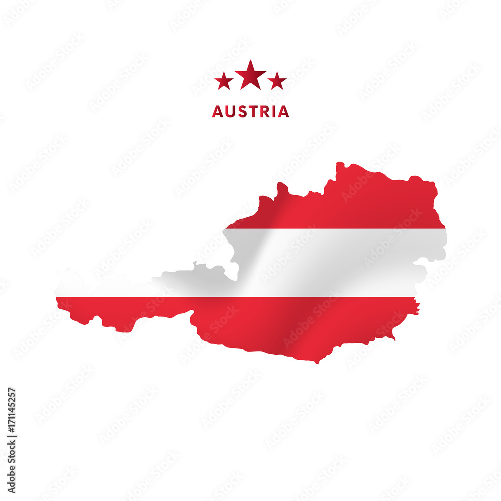 Austria map with waving flag. Vector illustration. Austria map with waving flag. Vector illustration.