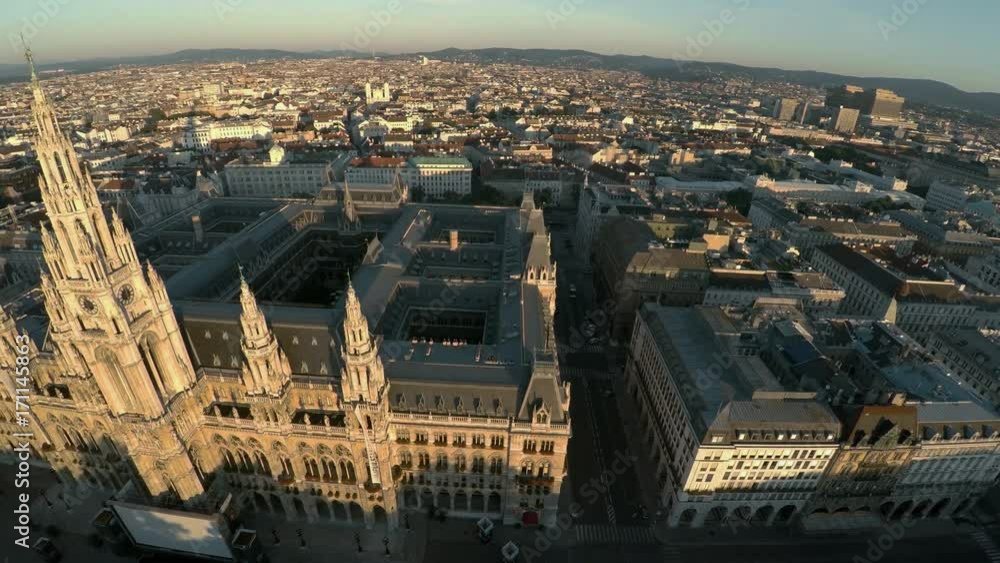 Aerial view. Vein. Vienna. Wien. Vienna City Hall. Rathaus. Austria. Shot in 4K (ultra-high definition (UHD)).
Aerial view. Vein. Vienna. Wien. Vienna City Hall. Rathaus. Austria. Shot in 4K (ultra-high definition (UHD)).