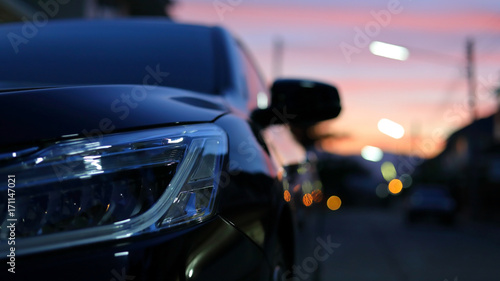 closed headlight vehicle car in the night street road © sutichak