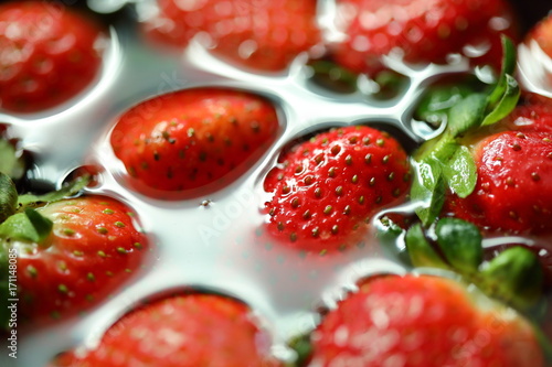 strawberry red fruit cleaning water