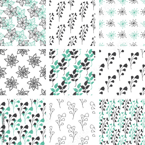 Patterns with flowers and leaves