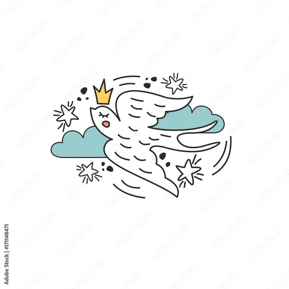 Cute vector art. Cartoon swallow. An isolated object. Cute vector art. Cartoon swallow. An isolated object.