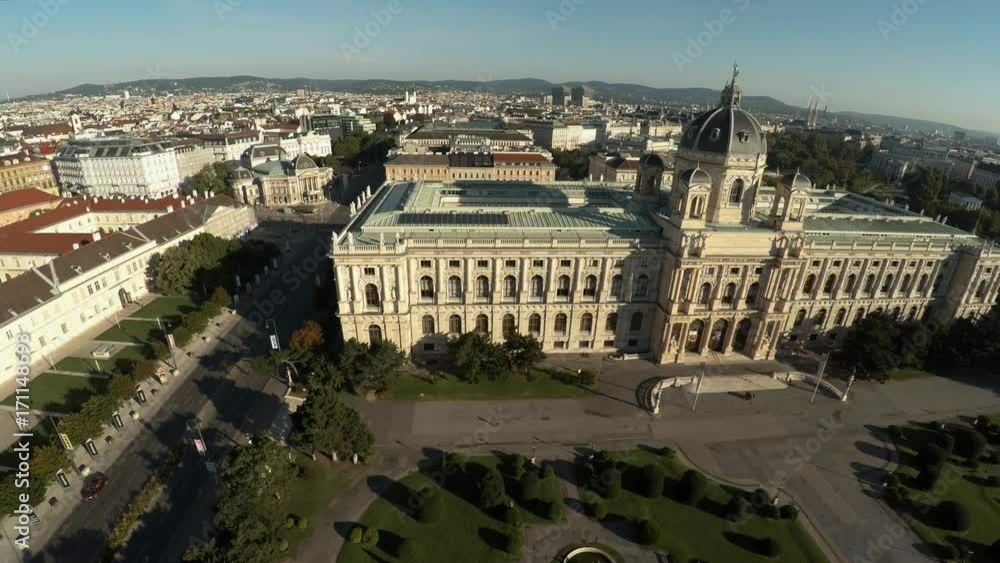 Aerial view. Vein. Vienna. Wien. Maria-Theresien-Platz. Austria. Shot in 4K (ultra-high definition (UHD)).
