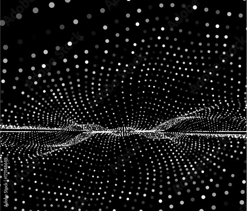 Abstract futuristic monochrome dots vector background.