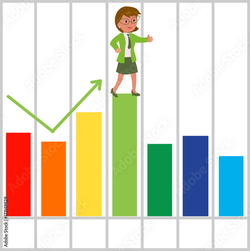 Happy businesswoman with good bar chart