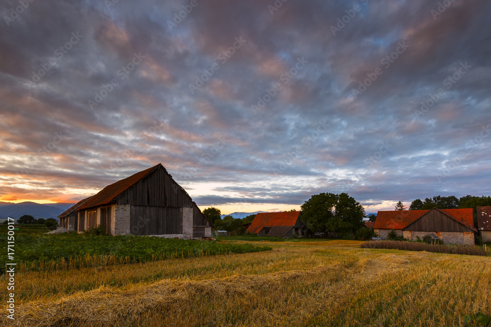 Traditional barns on the edge of a village in northern Slovakia.
Traditional barns on the edge of a village in northern Slovakia.