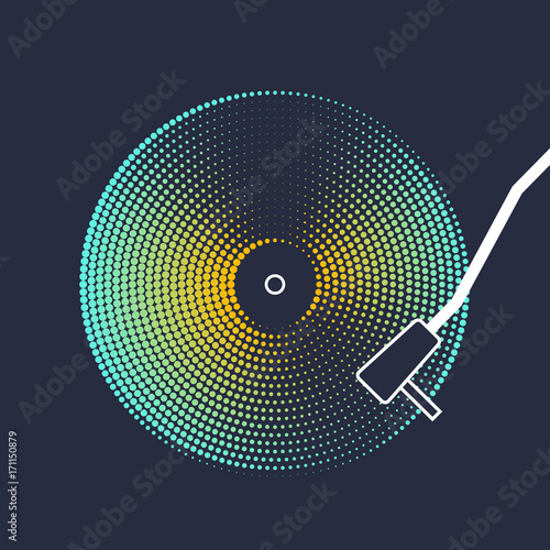 Poster of the Vinyl record. Vector illustration on dark background