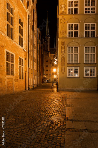 Old Town of Gdansk at Night in Poland