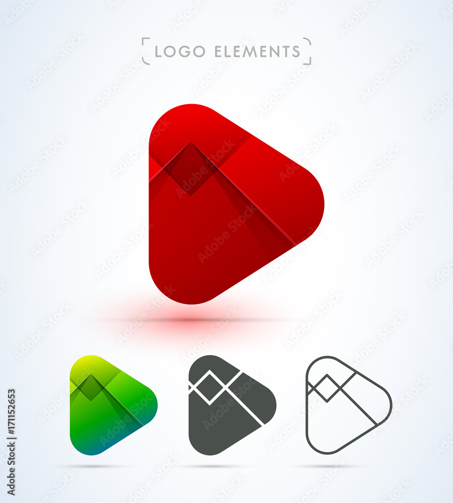 Play button icons. Logo collection for music and video player. Material design Play button icons. Logo collection for music and video player. Material design