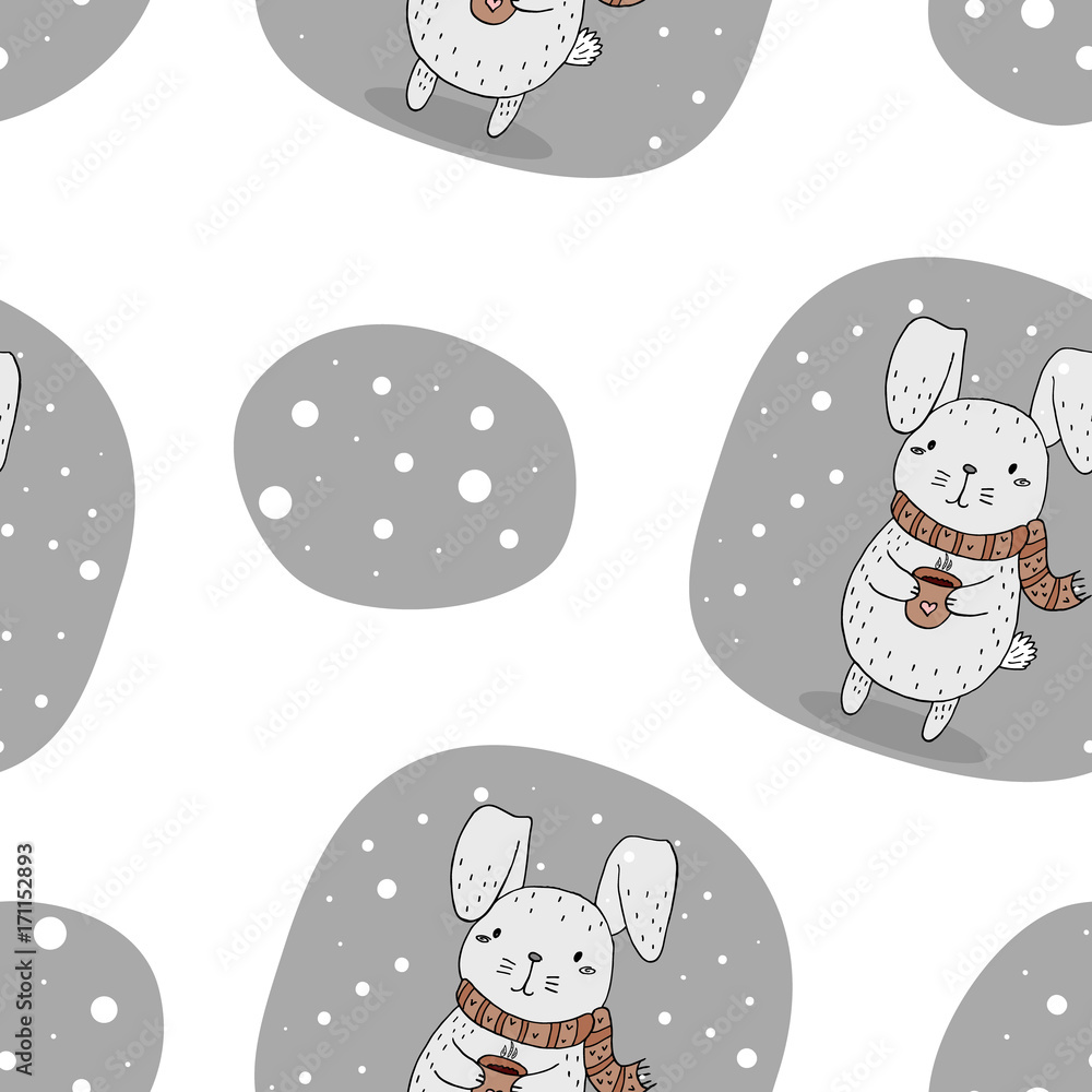 Vector pattern with rabbit and cup Printable templates