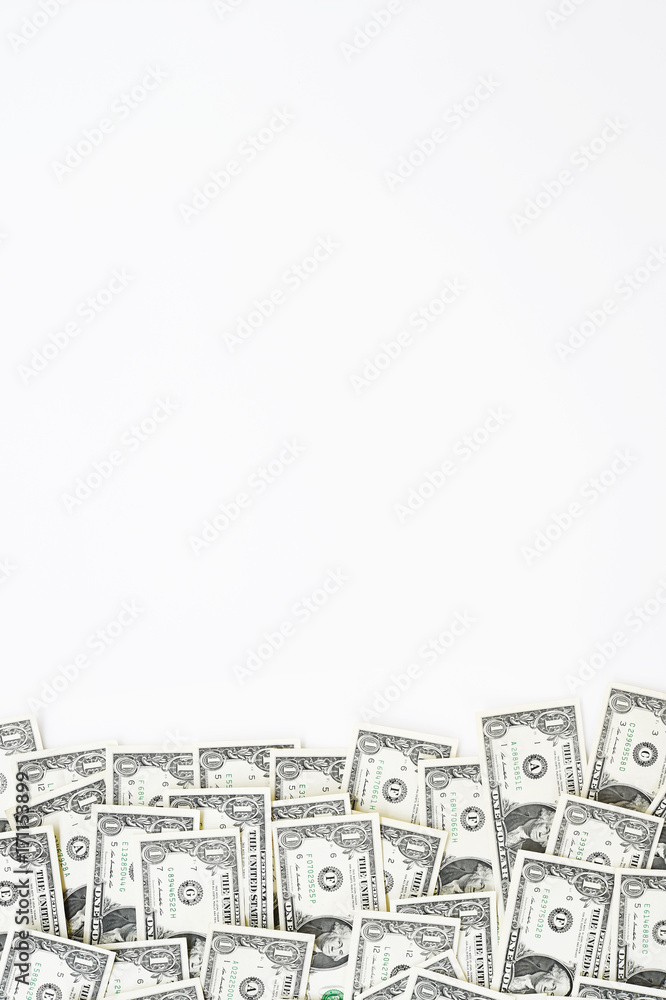 close up of banknote isolated on white background
