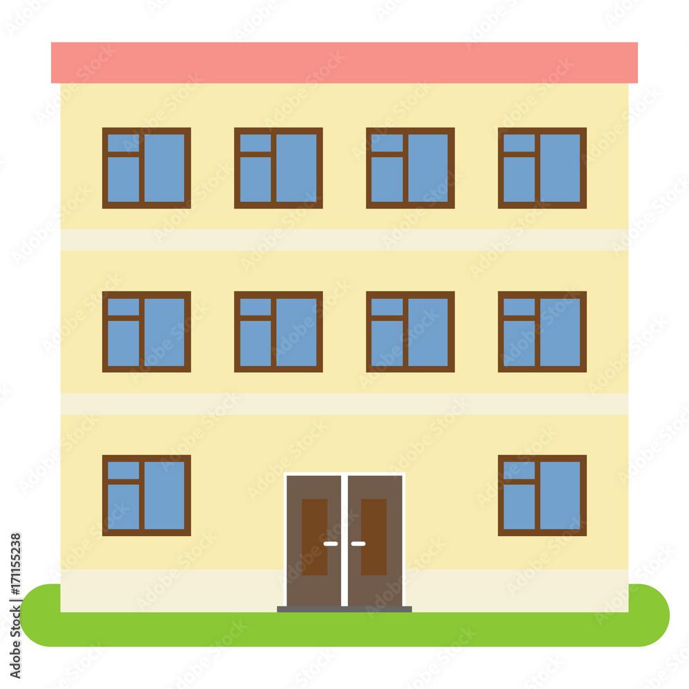 Private house with a red roof and yellow walls on a white background. Vector illustration.
Private house with a red roof and yellow walls on a white background. Vector illustration.