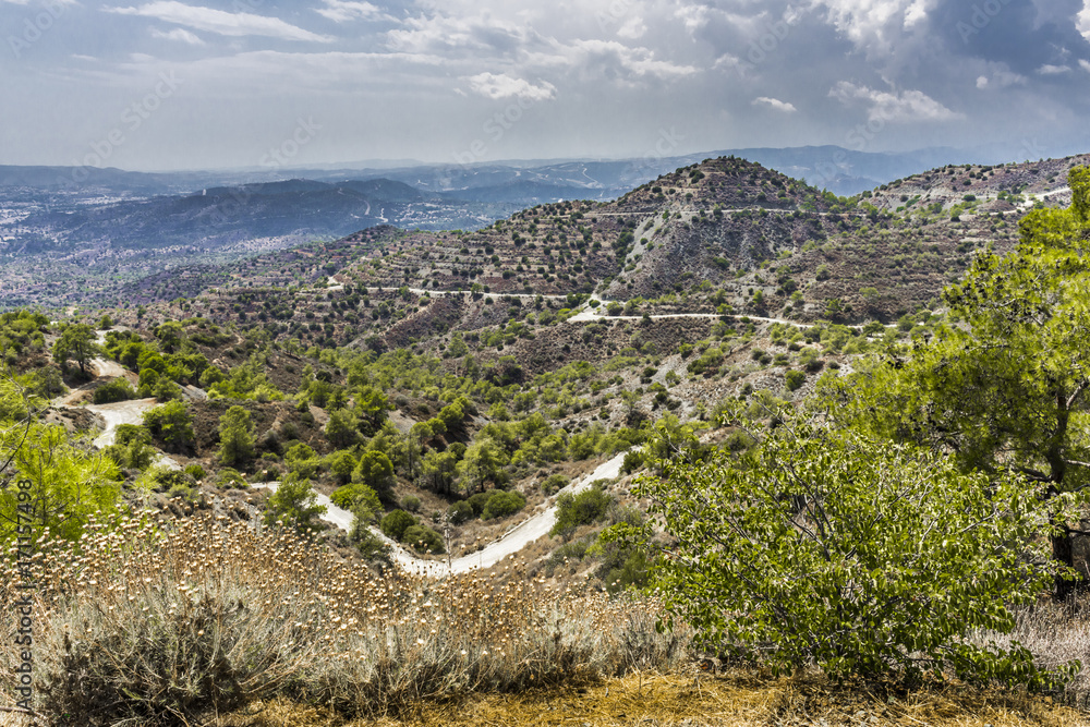 Winding mountain road in the Central part of Cyprus