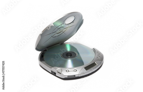 Portable Cd Player Isolated On White Background photo