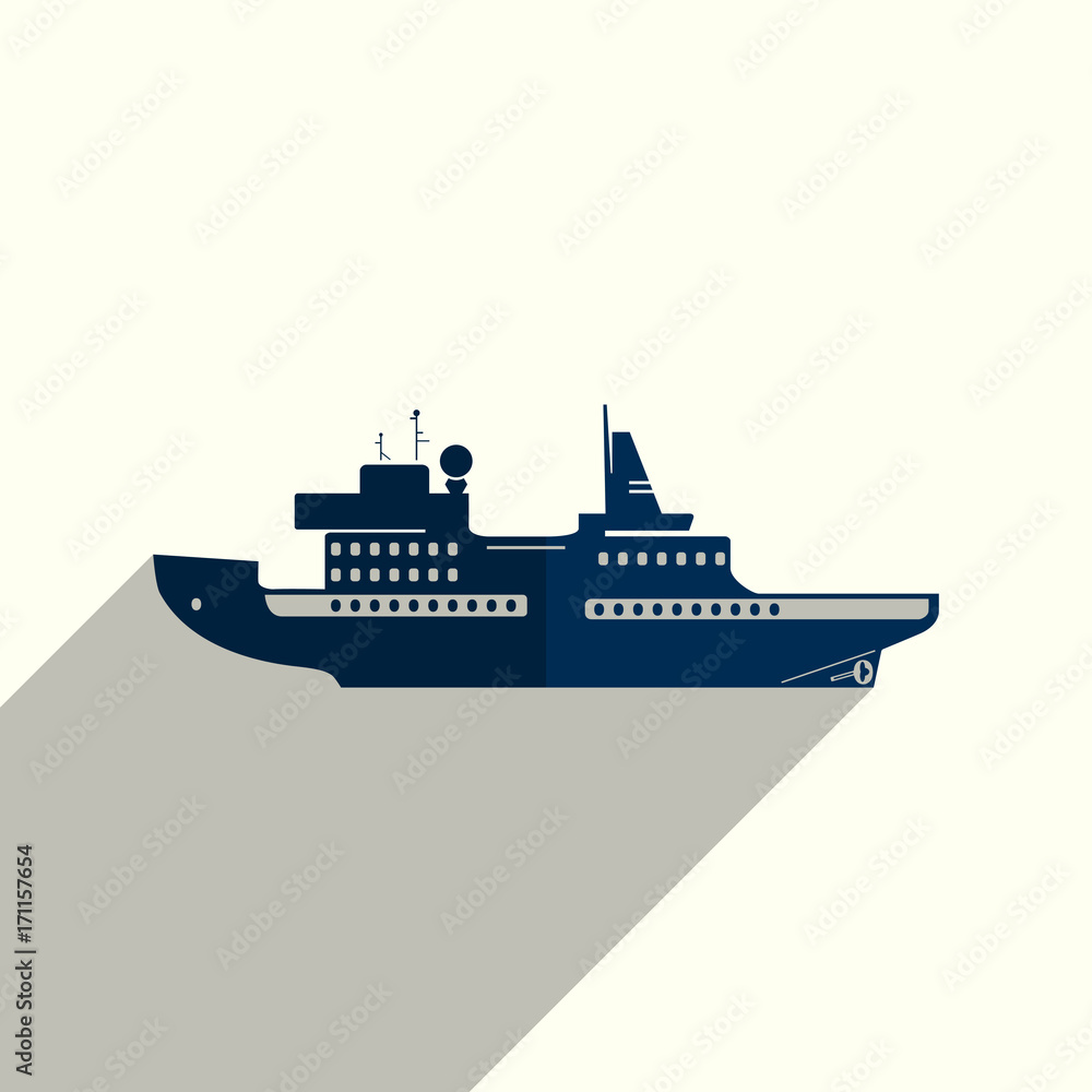 Sea transport flat icons with of shadow. Vector illustration