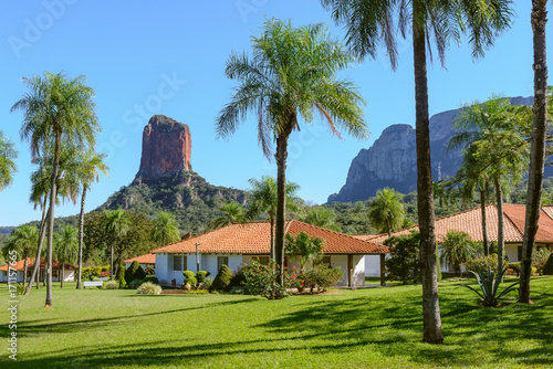 Chochis town and David Tower (Devil's Molar), Bolivia photo