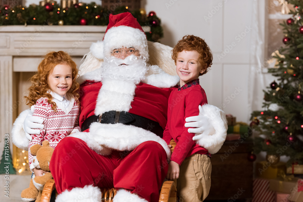 santa claus and little siblings santa claus and little siblings