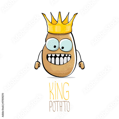 vector funny cartoon cool cute brown smiling king potato