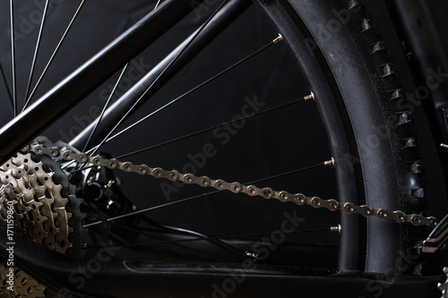 Modern MTB race mountain bike isolated on black background in a studio