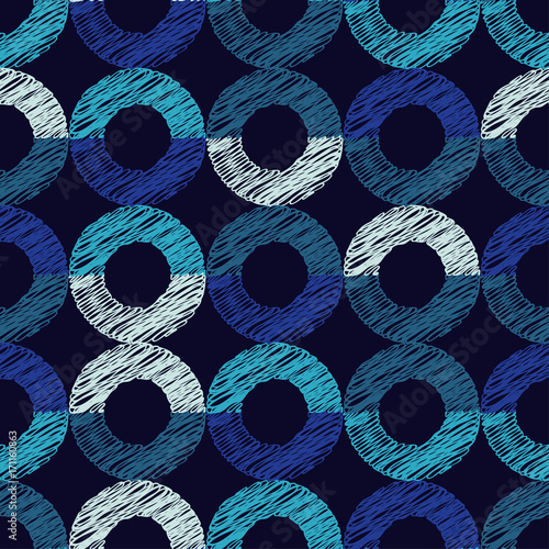 Polka dot seamless pattern. Chalk bagels. Scribble texture. Textile rapport.