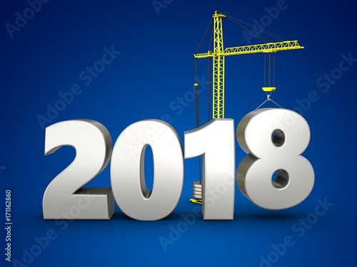 3d 2018 year silver sign
