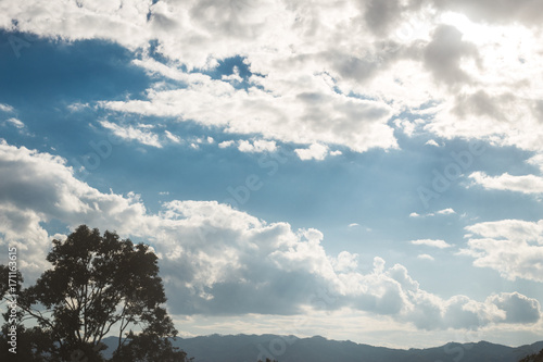 wild sky in massif with sunlight gap