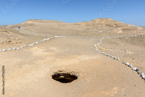 Adobe pyramids at Cahuachi, the main ceremonial center of the Nazca culture, Peru photo