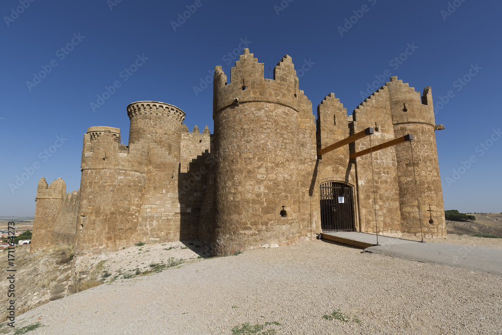 Castle of Belmonte on the hill of San Cristóbal, Belmonte province of Cuenca in Castilla la Mancha, Spain.