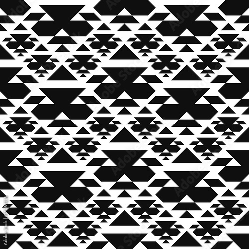 Seamless pattern with american indian style. Triangle ornament plaid. Navajo background. Textile geo print. Tribal swatch.