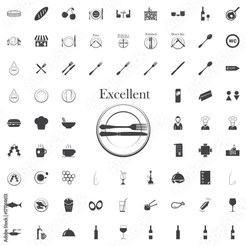 Table etiquette black icon on the white background restaurant cafe set Flat vector illustration