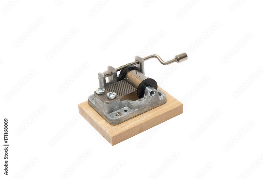 Music Box Mechanism Isolated On White Background Music Box Mechanism Isolated On White Background
