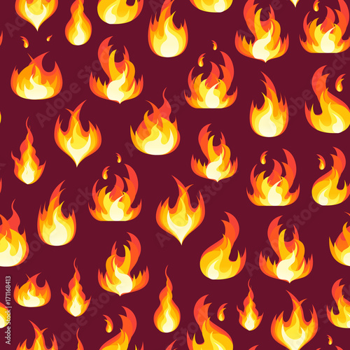 Cartoon Fire Flames Background Pattern. Vector