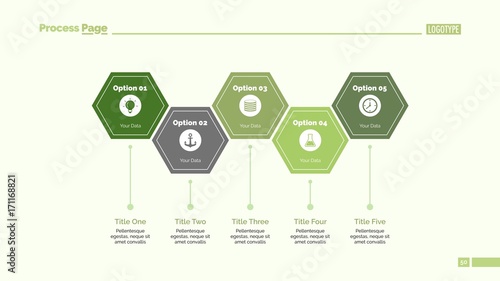 Five Hexagon Steps Slide Template