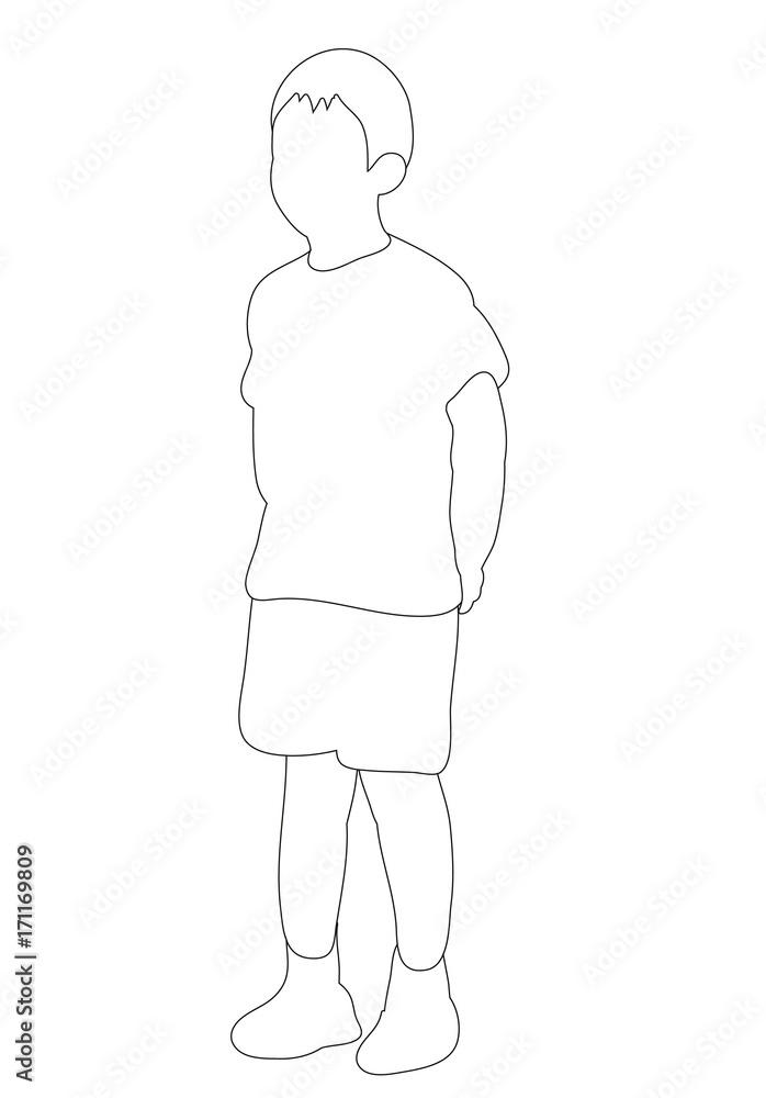 outlines boy stands outlines boy stands