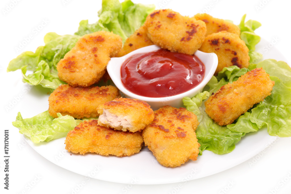 fried nugget with ketchup fried nugget with ketchup