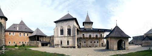 Inside Khotyn fortress - panorama of courtyard.