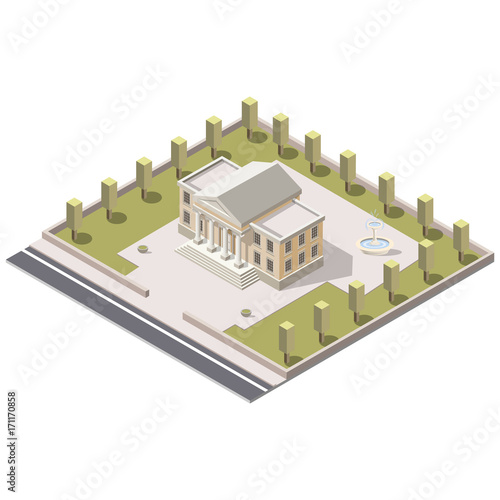 Museum isometric in city