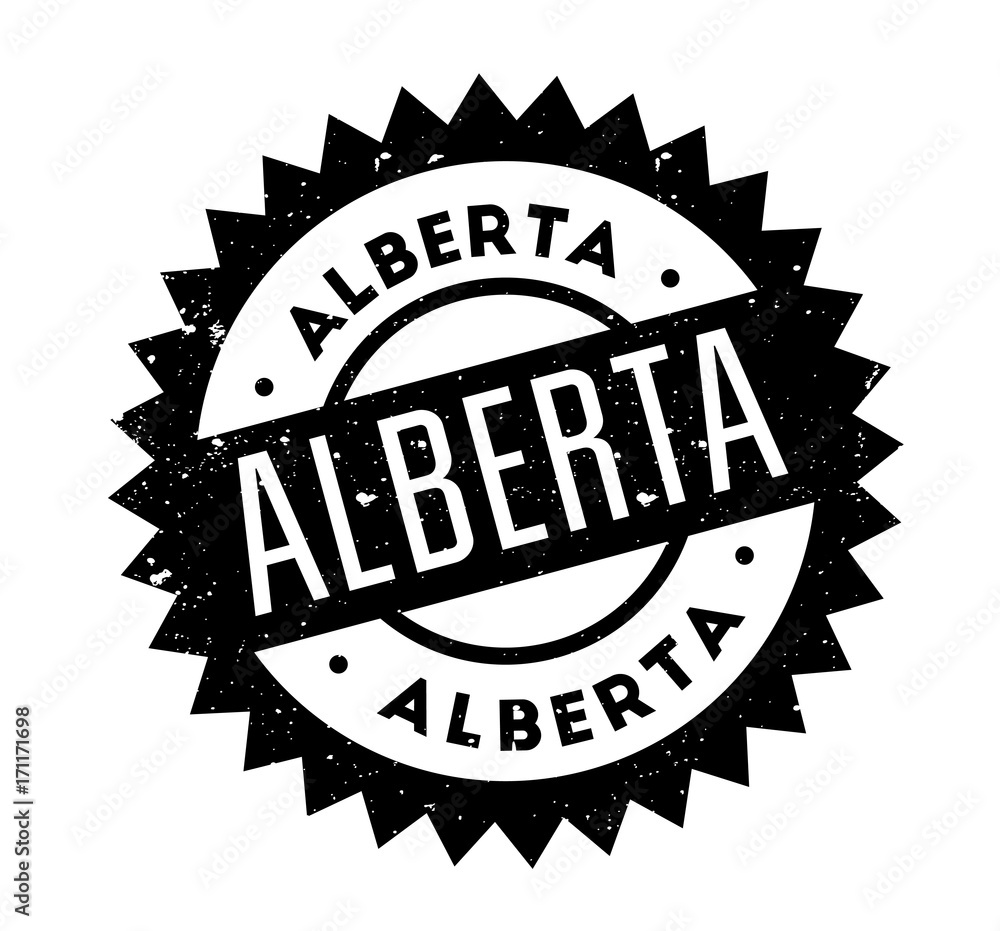 Alberta rubber stamp. Grunge design with dust scratches. Effects can be easily removed for a clean, crisp look. Color is easily changed.