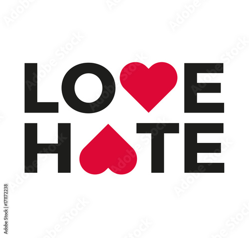 Love & Hate logo with heart symbol upside down