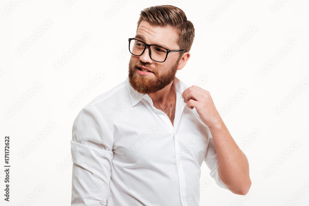 Charming attractive bearded man in eyeglasses Charming attractive bearded man in eyeglasses